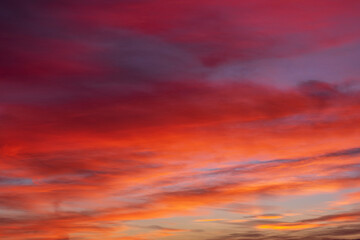 Orange-red cloud sky in Barcelona