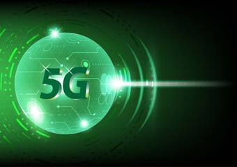 Communication network concept of 5G and green technology background. High speed internet and connection. Vector design.