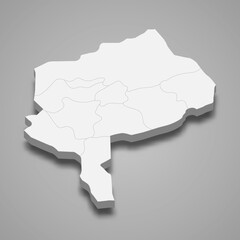 3d isometric map of Yazd is a province of Iran, vector illustration