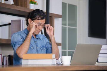 business guy touch his glass prepare to start his work