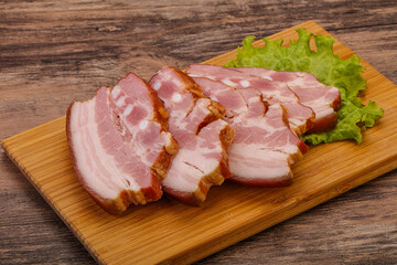 Tasty smoked pork brisket slice