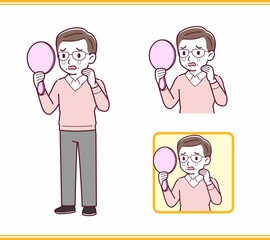 Elderly man in red sweater_B