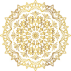 Mandala with golden gradient. Luxury ornamental in gold color. Round ornament, repeating elements.	