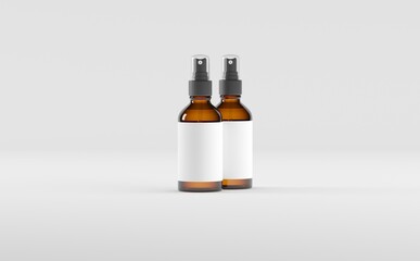 Amber Spray Bottle Mockup 3D Illustration