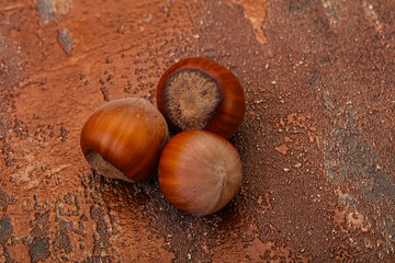 Hazelnut heap isolated over background