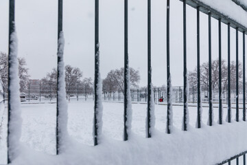streets and parks of Madrid, covered by snow, due to the storm Philomena of January 2021