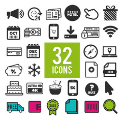 Line icons in flat design with elements for mobile concepts and web apps. Collection modern infographic logo and pictogram.