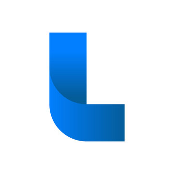 Logotipo inicial letra L tridimensional en color azul