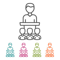Conference Business People icons in thin line Style and flat Design.
