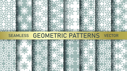 Set of seamless vector geometric patterns. Collection  abstract geometrical backgrounds for design, fabric, textile, wrapping etc.	