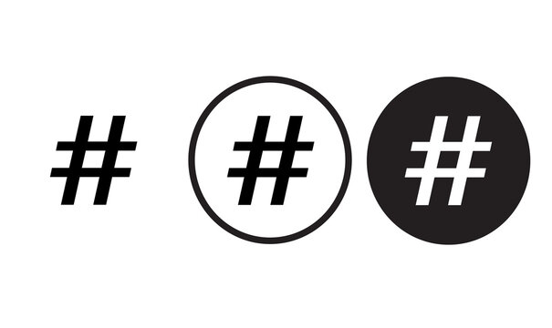 icon hashtag  black outline logo for web site design 
and mobile dark mode apps 
Vector illustration on a white background