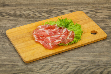 Smoked pork neck slices snack