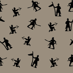 Seamless pattern of military toy soldiers.