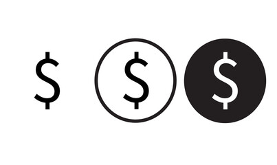 icon money dollar black outline logo for web site design and mobile dark mode apps 
Vector illustration on a white background