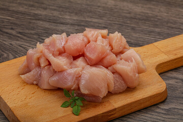 Raw diced chicken for cooking