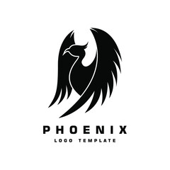 Obraz premium Black monogram of phoenix bird design
