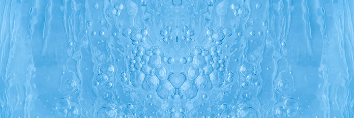 blue transparent clean drinking water abstract background. water surface with air bubbles background
