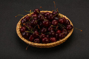 Sweet cherry in the basket