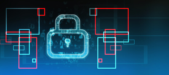 2d illustration Safety concept: Closed Padlock on digital background