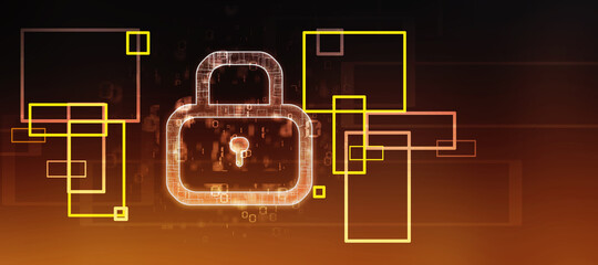 2d illustration Safety concept: Closed Padlock on digital background