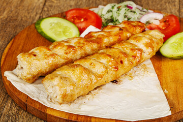 Chicken kebab with minced meat