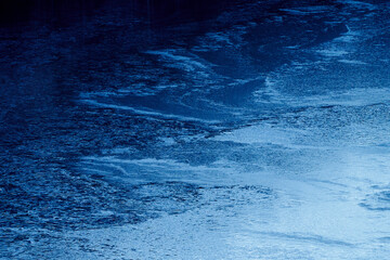 blue ice on the lake