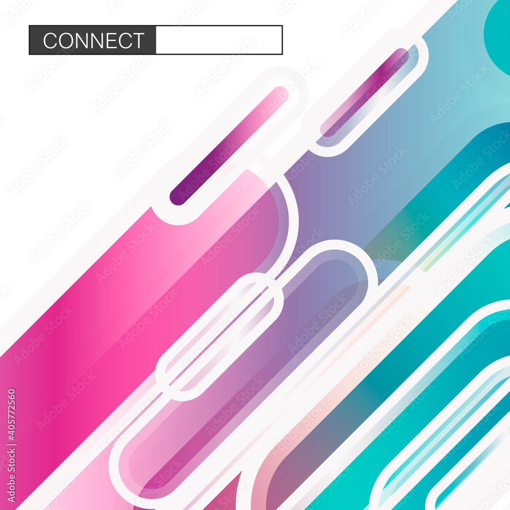 Poster Flat dynamic shapes in hipster style. Geometric vector banner. Trendy flat vector. Wavy geometric background. Abstract geometric pattern. Vector design template