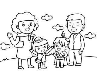 All family members in a trip outdoor