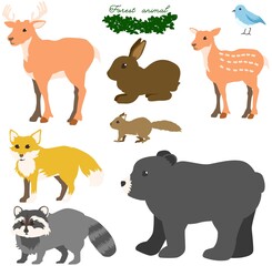 森の動物たち01カラー