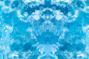 blue transparent clean drinking water abstract background. water surface with air bubbles background