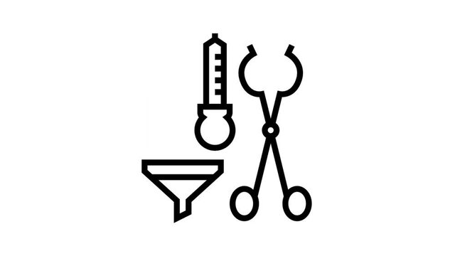 funel tongs dropper tools animated black icon. funel tongs dropper tools sign. isolated on white background