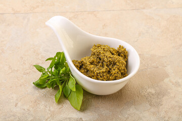 Green sauce pesto with basil