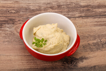 Vegan food - hummus with olive oil