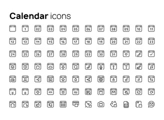 Calendar. High quality concepts of linear minimalistic flat vector icons set for web sites, interface of mobile applications and design of printed products.