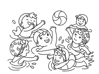 Children play in swimming pool