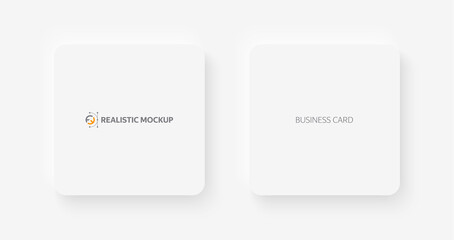 Mockup realistic visit / business card Square shape with rounded corners, isolated on light background. Realistic mockup card. Vector illustration EPS10.	
