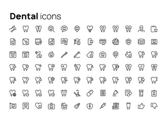 Dental. High quality concepts of linear minimalistic flat vector icons set for web sites, interface of mobile applications and design of printed products.