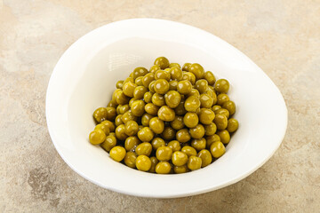 Marinated green pea in the bowl