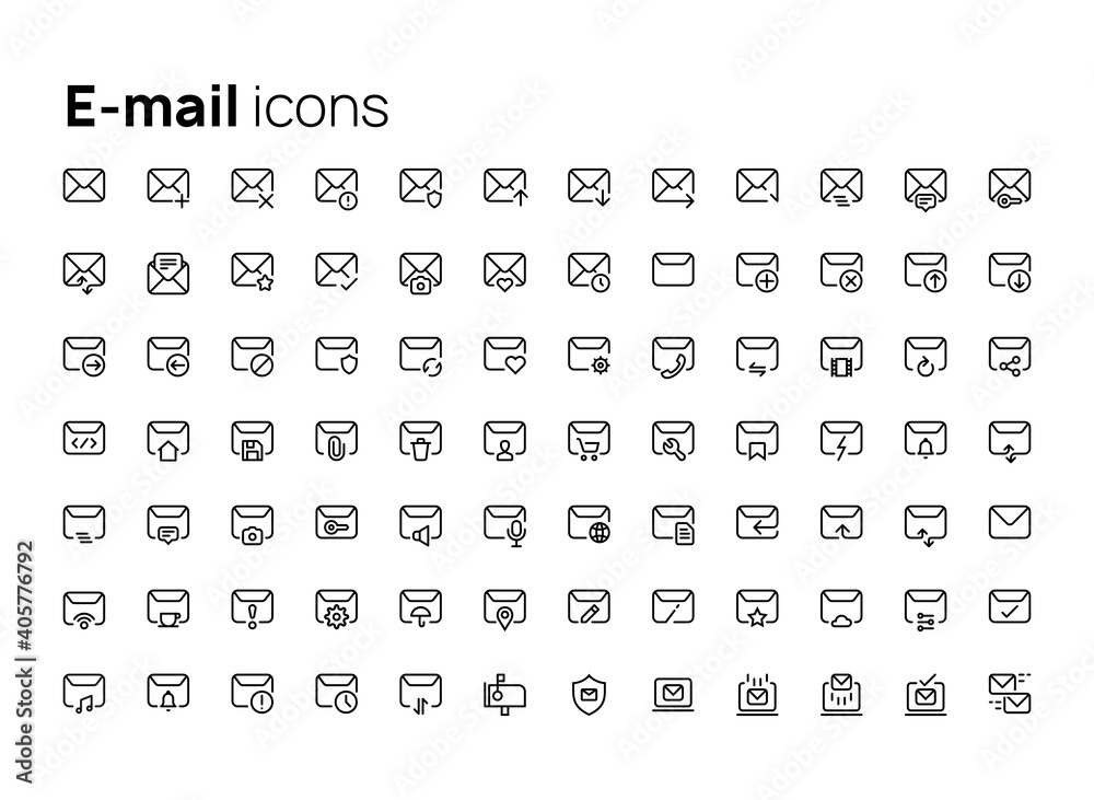 Poster e-mail. high quality concepts of linear minimalistic flat vector icons set for web sites, interface 