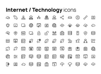 Internet Technology. High quality concepts of linear minimalistic vector icons set for web sites, interface of mobile applications and design of printed products.
