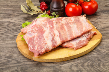 Raw pork ribs for cooking