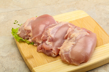 Raw chicken boneless and skinless leg