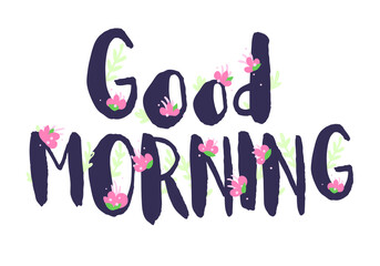 Female Lettering alphabet with Pink Flowers. Hand made violet ink font. Hand drawn Letters written with a brush. Trendy Wedding vector illustration