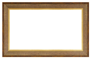 Vintage golden frame isolated on a white background
