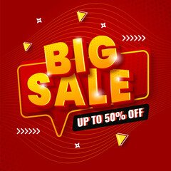 Big sale banner for promotion in red and yellow colour