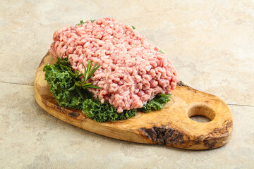 Raw pork minced meat for cooking