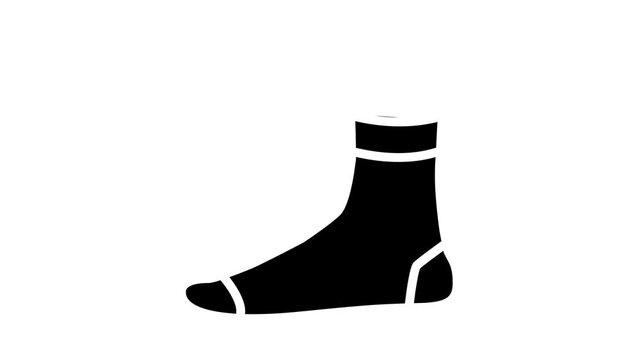 quarter sock animated glyph icon. quarter sock sign. isolated on white background