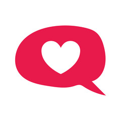 hand drawing heart in message chat. valentine day card vector illustration