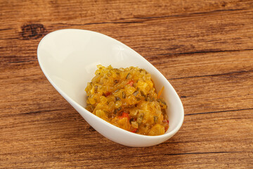 Relish sauce with cucumbers and mustard