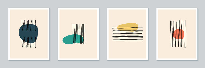 Abstract creative minimalist artistic hand drawing poster collection. Trendy composition for wall decoration. Postcard or brochure design. Vector illustration